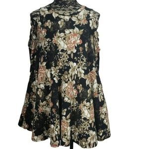 Pomelo Swing Black Floral Med Cold‎ Shoulder Dress
